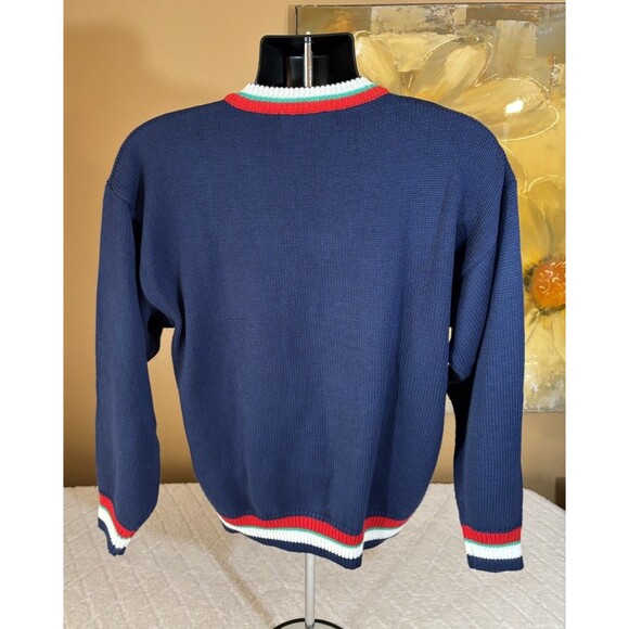 Vintage Quantum Sportswear Golf Themed Embroidered Striped Sweater Men’s Size L - Picture 11 of 16